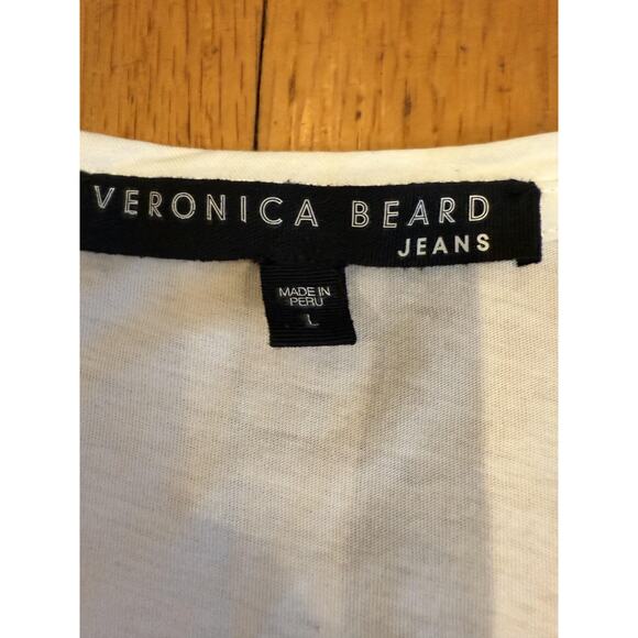 Veronica Beard Jeans Dress Womens Large White Eyelet V-Neck Side Zip Pima Cotton - Picture 4 of 9